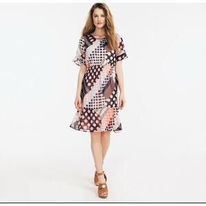 Nautica Dress Womens Small Pink Multicolor Floral Cinch Waist